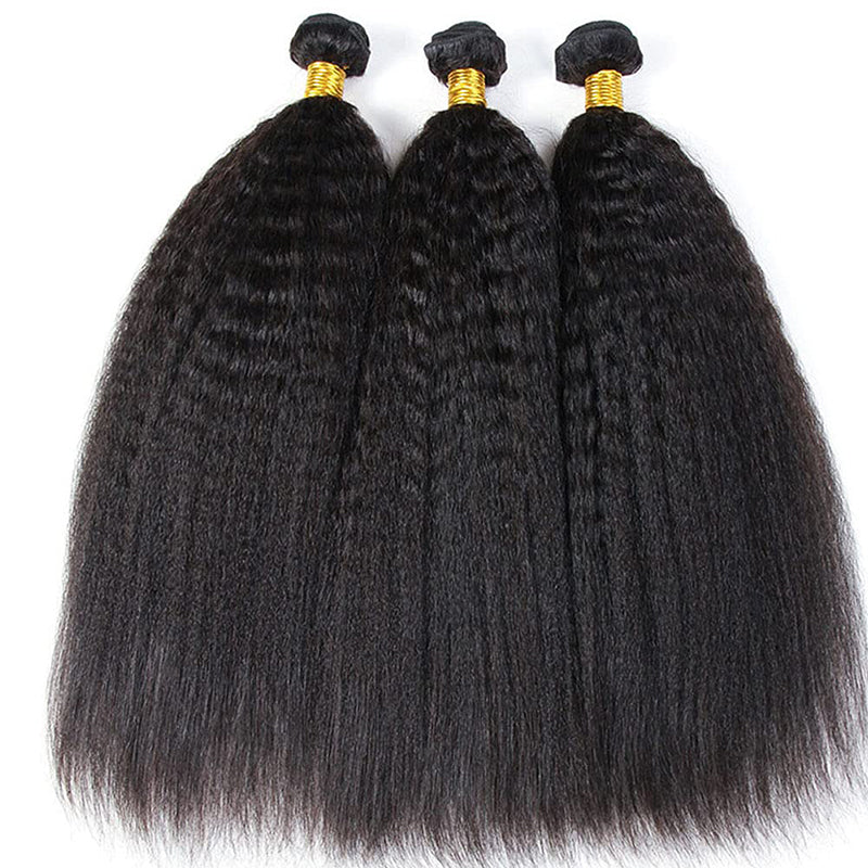 Kinky Straight 3 Bundles with 4X4 Lace Closure 10A Virgin Human hair Can Make Into Wig for you