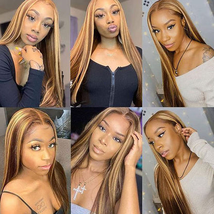 Highlight 4/27 Straight Hair 13X4 Lace Frontal Unit