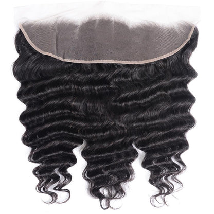 Brazilian Loose Deep Wave 3 Bundles with 13x4 Lace Frontal Human Hair-Petalwigs