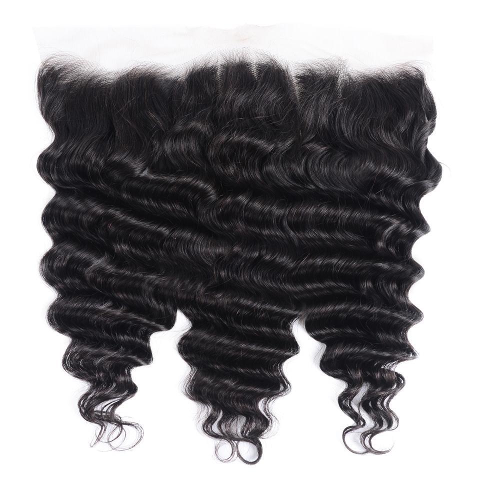 Brazilian Loose Deep Wave 3 Bundles with 13x4 Lace Frontal Human Hair-Petalwigs