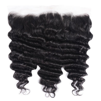 Brazilian Loose Deep Wave 3 Bundles with 13x4 Lace Frontal Human Hair-Petalwigs