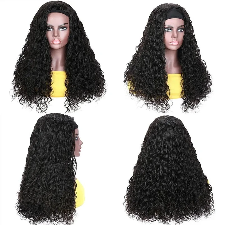 Headband Water Wave Peruvian Remy Hair Wig For Black Women-Petalwigs