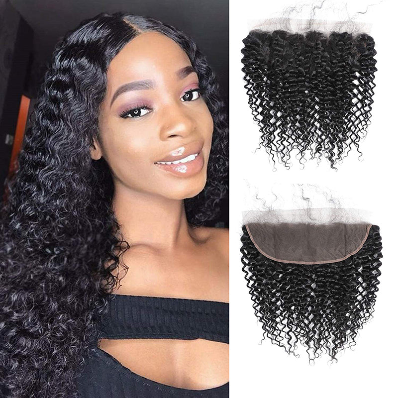 Jerry Curly 3 Bundles with 13X4 Lace Frontal 100% Human Hair Can Make Into Wig for you