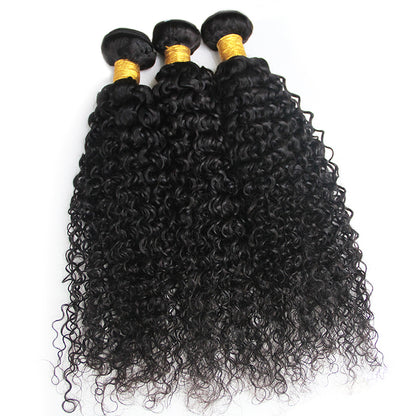 Jerry Curly 3 Bundles with 13X4 Lace Frontal 100% Human Hair Can Make Into Wig for you