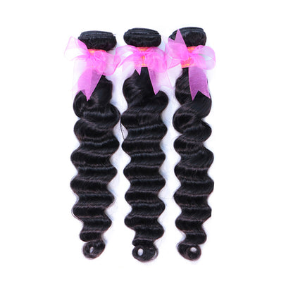 Loose Deep Wave 3 Bundles with 13X4 Lace Frontal 100% Human Hair Can Make Into Wig for you