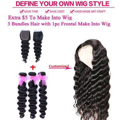 Loose Deep Wave 3 Bundles with 4X4 Lace Closure 10A Virgin Human hair Can Make Into Wig for you