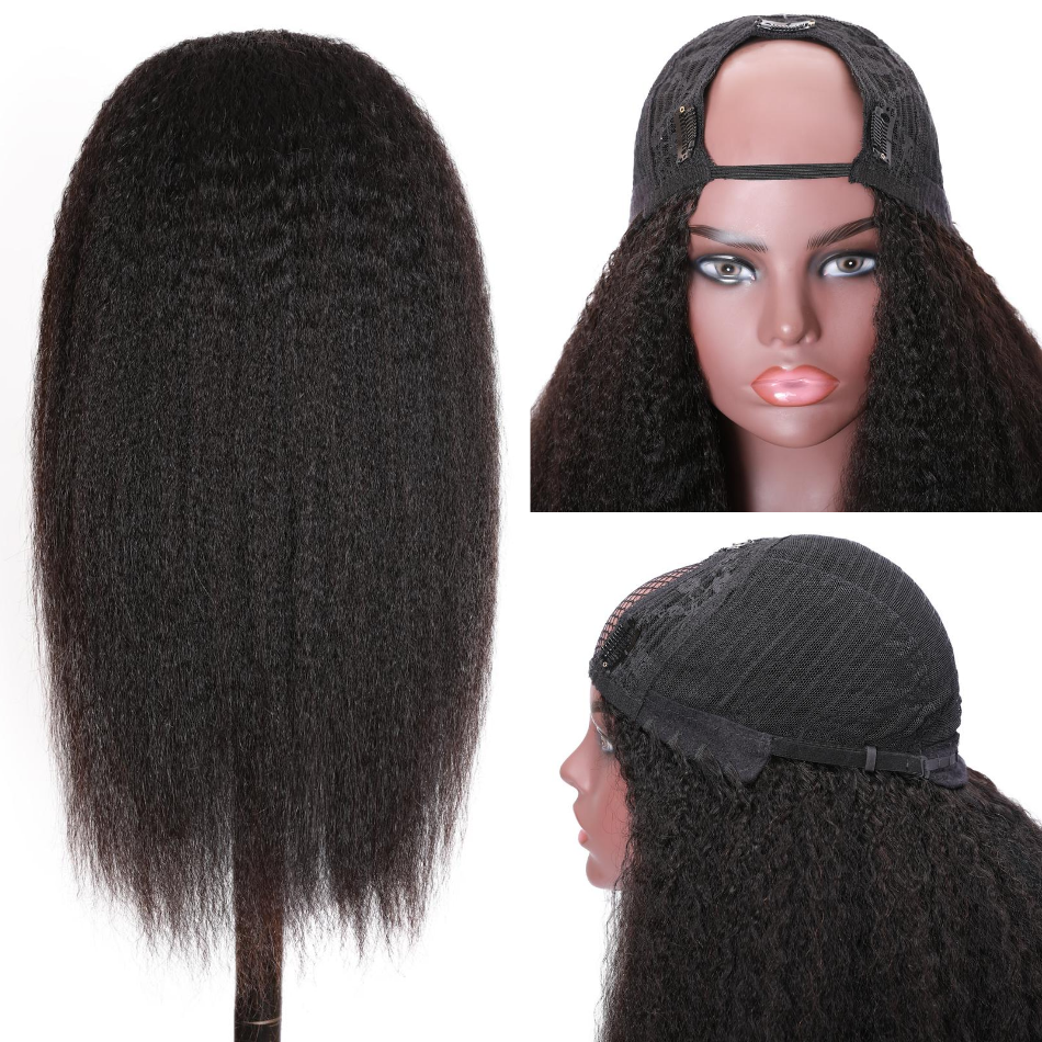 U Part Wig Kinky Straight Human Hair Wig Natural Looking Quick and Easy Install