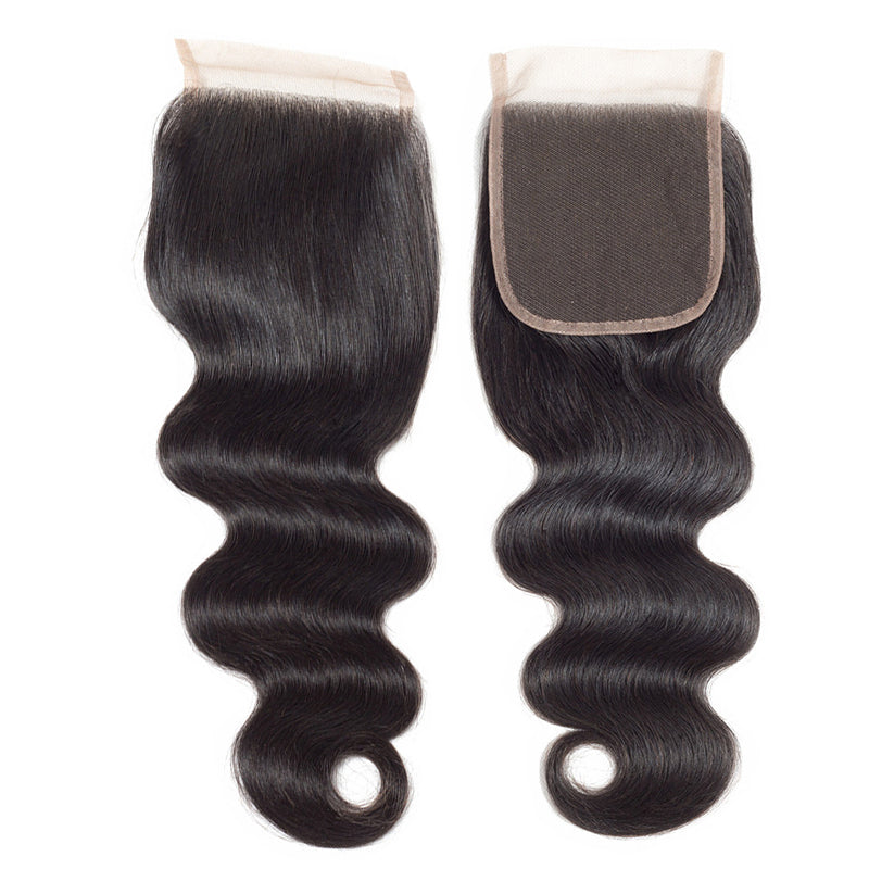 Body Wave 3 Bundles with 4X4 Lace Closure 10A Virgin Human hair Can Make Into Wig for you