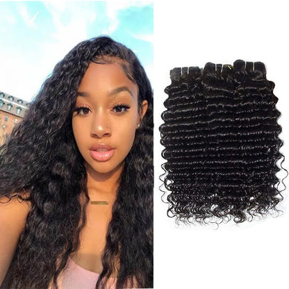 Deep Wave Virgin Hair Bundles Deal 10A Virgin Human Hair Bundles