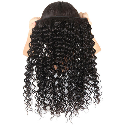 Deep Wave 3 Bundles with 4X4 Lace Closure 10A Virgin Human hair Can Make Into Wig for you