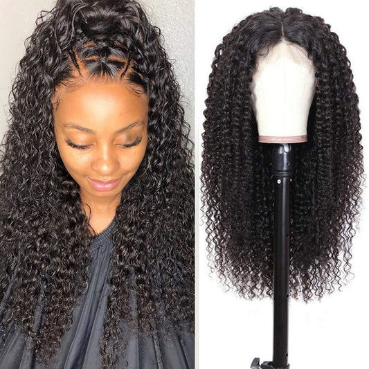 Jerry Curly Hair 4X4 Lace Closure Unit Virgin Human Hair Wigs Transparent Lace