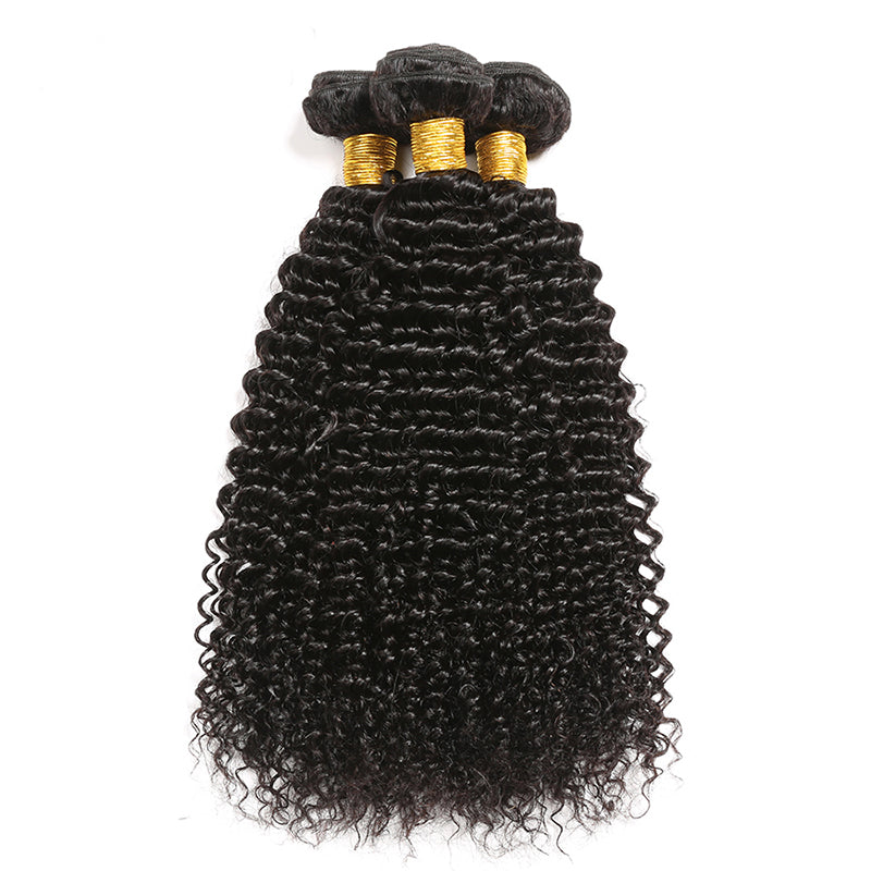 Kinky Curly 3 Bundles with 4X4 Lace Closure 10A Virgin Human hair Can Make Into Wig for you