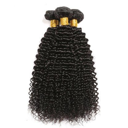 Kinky Curly 3 Bundles with 4X4 Lace Closure 10A Virgin Human hair Can Make Into Wig for you