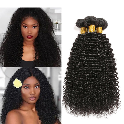 Kinky Curly 3 Bundles with 4X4 Lace Closure 10A Virgin Human hair Can Make Into Wig for you