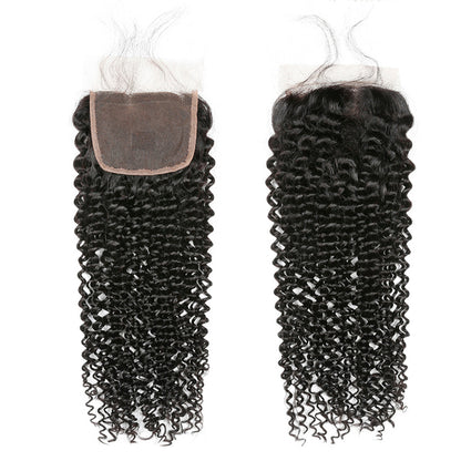 Kinky Curly 3 Bundles with 4X4 Lace Closure 10A Virgin Human hair Can Make Into Wig for you