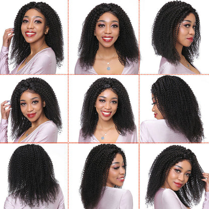 Kinky Curly 13X4 Lace Frontal Unit 10A Virgin Human Hair Wig Transparent Lace