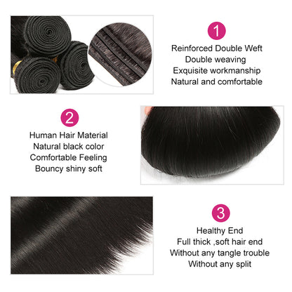 Straight Hair Bundles Deal 10A Virgin Human Hair