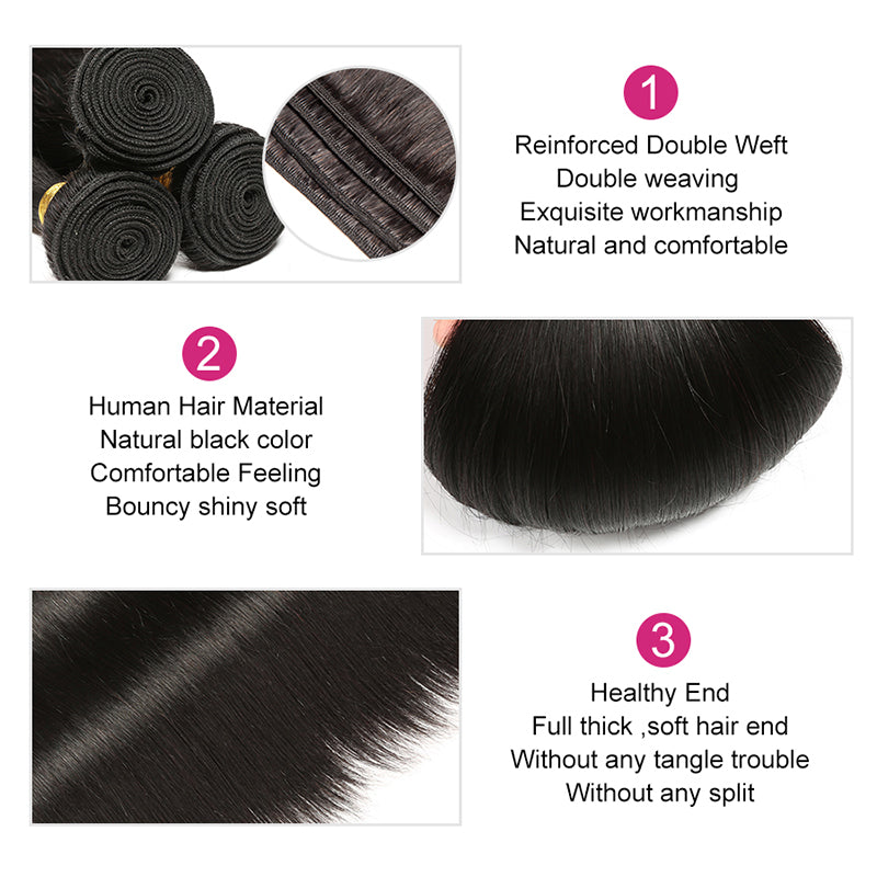 Straight Hair 4 Bundles Deal 10A Virgin Human Hair Bundles