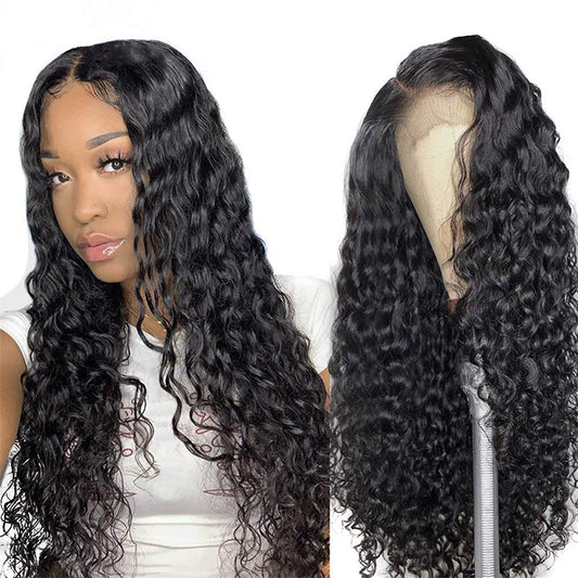 Water Wave Hair 4X4 Lace Closure Unit Virgin Human Hair Wigs Transparent Lace