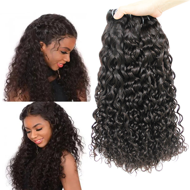 Water Wave 3 Bundles with 4X4 Lace Closure 10A Virgin Human hair Can Make Into Wig for you