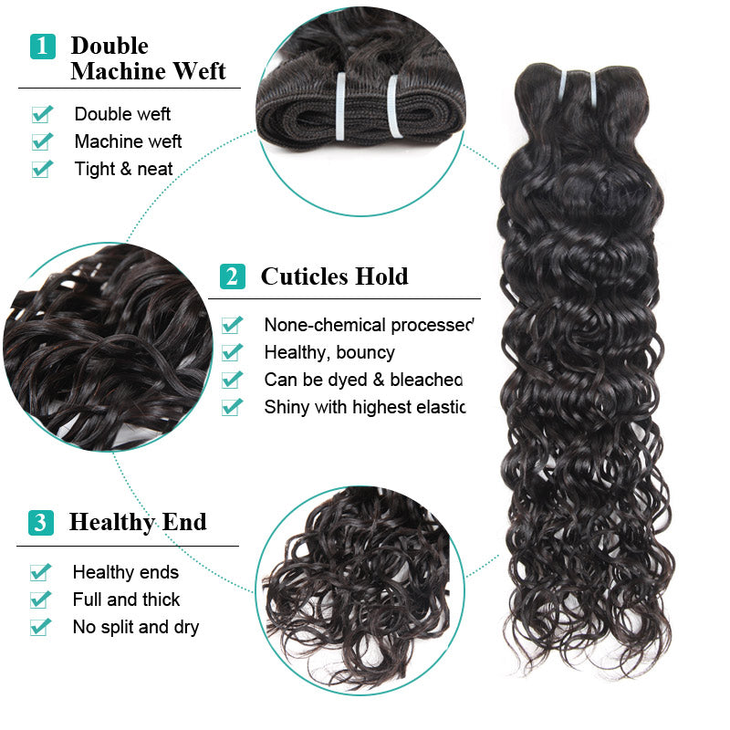 Water Wave Hair Bundles Deal 10A Virgin Human Hair